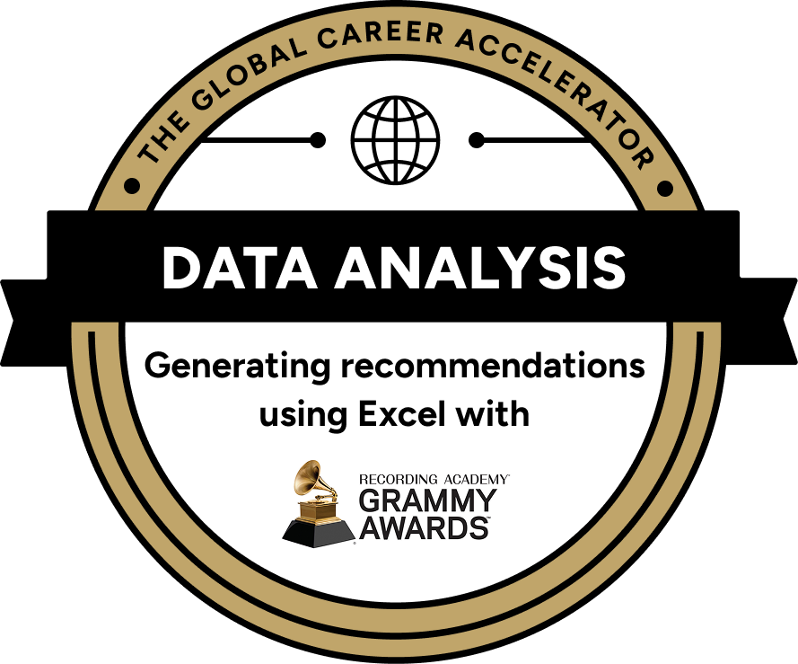 The Global Career Accelerator. 
                                            Data Analysis: Generating recommendations using Excel with Recording
                                            Academy